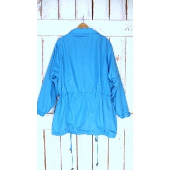 90s vintage light blue long sporty drawstring jacket fleece lined utility jacket - Picture 4 of 8